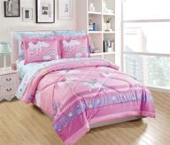 elegant home multicolor unicorn rainbow castle comforter bedding set for girls/kids - unicorn blue (full size) logo