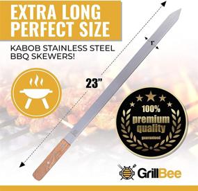 img 3 attached to 🔥 GrillBee Kabob Skewers: 23 inch Long Stainless Steel BBQ Skewers, 6pc Set with Bag