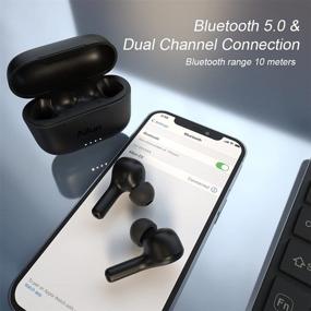 img 2 attached to Ailun True Wireless Earbuds: HD Stereo Calls, Noise Cancelling Sport Headphones with Touch Control, Waterproof & 20H Playtime (Black)