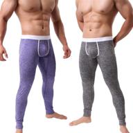 🩲 premium comfort and style: kamuon men’s low rise pouch underwear pants long johns thermal bottoms leggings logo