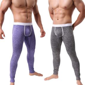 img 4 attached to 🩲 Premium Comfort and Style: KAMUON Men’s Low Rise Pouch Underwear Pants Long Johns Thermal Bottoms Leggings