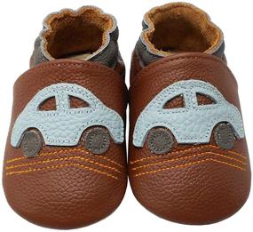 img 3 attached to 🦖 Yalion Leather Dinosaur Boys' Moccasin Slippers – Anti Slip Shoes