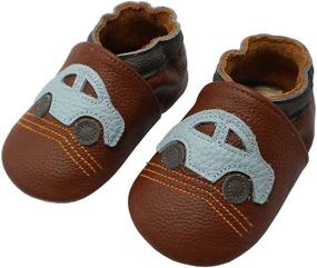 img 2 attached to 🦖 Yalion Leather Dinosaur Boys' Moccasin Slippers – Anti Slip Shoes