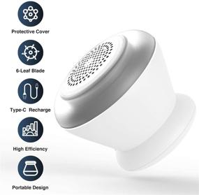 img 3 attached to 🧶 Rechargeable Fabric Shaver | Lint Remover for Cotton, Polyester, Silk | Type C | Fast Charging | Compact & Stylish Design | Ergonomic Defuzzer | 6-Leaf Blade Fuzz Remover (White)