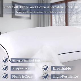 img 2 attached to 🛌 Queen Size Cooling Pillows for Sleeping - 2 Pack, Luxury Hotel Quality, Top-end Microfiber, Reversible, Breathable Cover - Ideal for Side, Stomach, and Back Sleepers (White, Queen) - Set of 2