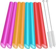 🥤 8-pack of reusable angled boba straws and smoothie straws, extra wide for bubble tea, boba pearls, thick drinks - includes 2 cleaning brushes, bpa free and eco-friendly logo
