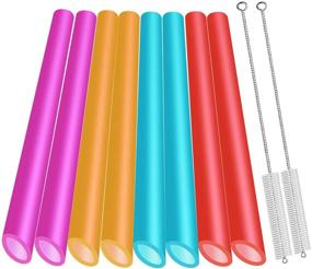 img 4 attached to 🥤 8-Pack of Reusable Angled Boba Straws and Smoothie Straws, Extra Wide for Bubble Tea, Boba Pearls, Thick Drinks - Includes 2 Cleaning Brushes, BPA Free and Eco-friendly