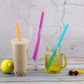 img 1 attached to 🥤 8-Pack of Reusable Angled Boba Straws and Smoothie Straws, Extra Wide for Bubble Tea, Boba Pearls, Thick Drinks - Includes 2 Cleaning Brushes, BPA Free and Eco-friendly