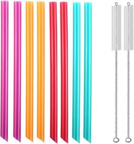 img 3 attached to 🥤 8-Pack of Reusable Angled Boba Straws and Smoothie Straws, Extra Wide for Bubble Tea, Boba Pearls, Thick Drinks - Includes 2 Cleaning Brushes, BPA Free and Eco-friendly