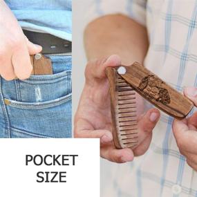 img 2 attached to 🧔 Real Man's Essential: Pocket-Folding Beard Comb for Mustache & Hair - Natural Wooden Grooming Tool with Engraving - Ideal Pairing with Beard Balm Oil!