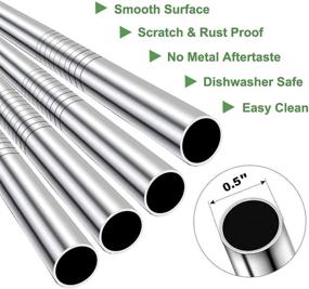 img 2 attached to 🥤 Vannise Stainless Steel Boba Straws, 0.5'' Extra Wide Reusable Metal Drinking Straws for Milkshakes, Bubble Tea, Smoothie - Set of 4 Jumbo Drinks with 1 Cleaning Brush