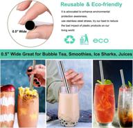 🥤 vannise stainless steel boba straws, 0.5'' extra wide reusable metal drinking straws for milkshakes, bubble tea, smoothie - set of 4 jumbo drinks with 1 cleaning brush logo