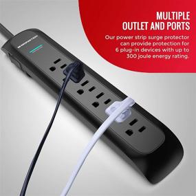 img 3 attached to Monster Power Strip Surge Protector with USB Ports - Reliable 6-Outlet Heavy Duty Protection for Computers, Home Theatre, Appliances, and Office Equipment - Includes 3 FT Cord