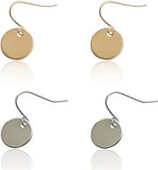 kafu 2-pair lightweight gold circle disc dangle drop earrings - small, cute coin round statement jewelry for women & girls, minimalist gift for her logo