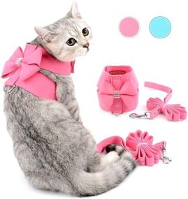 img 4 attached to 🐾 Zunea Pet Dog Vest Harness Set – Stylish Bow Tie, No Pull, Adjustable Leash, Soft Suede Leather, Bling Rhinestone Design – Escapes Proof for Walking and Running – Perfect for Small Dog Girls, Cat Kittens