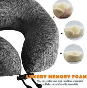 img 1 attached to 🌙 Путешественная подушка ZAMAT Memory Foam с регулируемой поддержкой подбородка и головы, дышащим чехлом, маской для сна и 2 берушами - комфортная подушка для шеи для кемпинга, автомобиля, поезда, полета и путешествия на самолете