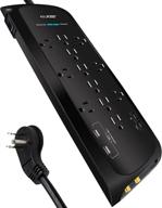 ⚡ digital energy 12 outlet surge protector power strip - 25-ft cord, 4200 joules, usb ports, coax/phone/ethernet protection, wide spaced outlets (black) logo
