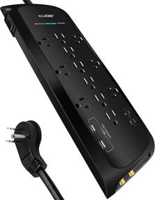 img 4 attached to ⚡ Digital Energy 12 Outlet Surge Protector Power Strip - 25-Ft Cord, 4200 Joules, USB Ports, Coax/Phone/Ethernet Protection, Wide Spaced Outlets (Black)