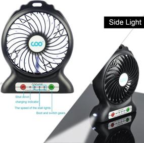 img 1 attached to 💨 New Black Rechargeable Desk Fan with Flashlight - Portable USB Fan, Battery Operated and Powerful for Phone Charging, Outdoor Activities, Office and Backpacking