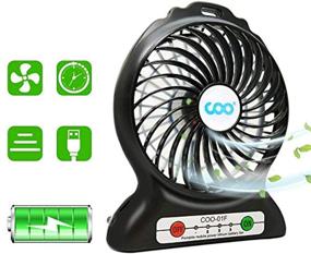 img 4 attached to 💨 New Black Rechargeable Desk Fan with Flashlight - Portable USB Fan, Battery Operated and Powerful for Phone Charging, Outdoor Activities, Office and Backpacking