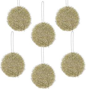 img 2 attached to 🎄 LimBridge Christmas Tree Ornaments: 6 Pcs Knitted Sparkle Glitter Bling Christmas Ball Decorations - Shimmer Your Xmas Decor with Golden Holiday Magic!