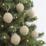 🎄 limbridge christmas tree ornaments: 6 pcs knitted sparkle glitter bling christmas ball decorations - shimmer your xmas decor with golden holiday magic! логотип