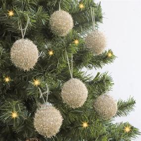 img 4 attached to 🎄 LimBridge Christmas Tree Ornaments: 6 Pcs Knitted Sparkle Glitter Bling Christmas Ball Decorations - Shimmer Your Xmas Decor with Golden Holiday Magic!