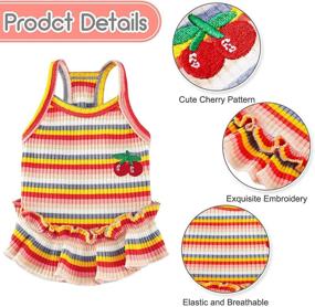 img 3 attached to 🌈 Vibrant Rainbow Striped Dog Dress with Cherry Print - Medium Size - Perfect for Spring and Summer - Cute Puppy Princess Skirt - Pet Clothes for Dogs and Cats