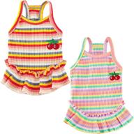 🌈 vibrant rainbow striped dog dress with cherry print - medium size - perfect for spring and summer - cute puppy princess skirt - pet clothes for dogs and cats логотип