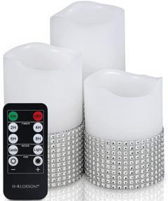 img 4 attached to 🕯️ Flameless Candles Battery Operated Real Wax LED Pillar Candle Sets with 10 Key Remote, Timer, White & Silver Set of 3, 3"x4"/5"/6", (Silver)