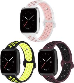 img 4 attached to Силиконовые спортивные браслеты Youkex для Fitbit Versa - мягкие браслеты для мужчин и женщин.