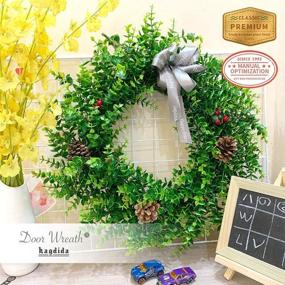 img 1 attached to 🍁 Enhance Your Indoor Decor with KAGDIDA 22 Inch Boxwood Leaf Wreath - Perfect for Halloween, Thanksgiving and More!