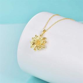 img 2 attached to 🌻 LUHE S925 Sterling Silver Sunflower Ladybug Pendant Necklace - Jewelry Gift for Girlfriend and Mom (Gold Sunflower Necklace)