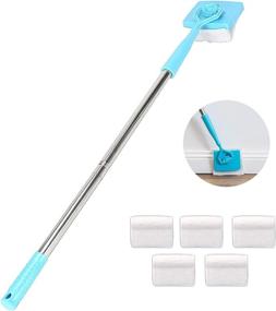 img 4 attached to 🧹 Baseboard Cleaner Tool with Adjustable Long Handle, 5 Reusable Cleaning Pads, No-Bending Mop Baseboard Cleaner for Bathroom Microfiber Cleaning