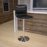 🪑 modern black vinyl adjustable bar stool with back - counter height swivel stool with chrome pedestal base by flash furniture логотип