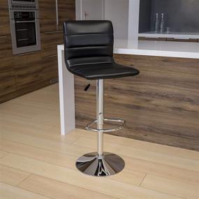 img 4 attached to 🪑 Modern Black Vinyl Adjustable Bar Stool with Back - Counter Height Swivel Stool with Chrome Pedestal Base by Flash Furniture