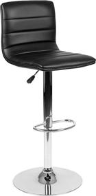 img 3 attached to 🪑 Modern Black Vinyl Adjustable Bar Stool with Back - Counter Height Swivel Stool with Chrome Pedestal Base by Flash Furniture