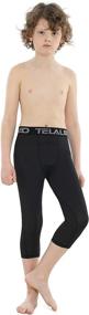 img 2 attached to 🏋️ TELALEO 3/4 Boys Youth Compression Leggings Tights: Ideal Base Layer for Sports, Running, and Workout Training