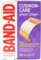 🩹 pack of 5 band-aid cushion-care sport strip bandages, 30 ea логотип