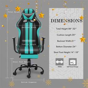 img 3 attached to 🔷 Aqua Blue PC Gaming Chair: Ferghana Ergonomic Gamer Chair with Height Adjustment, Headrest for Adults & Teens – Ideal for Gaming Room and Streaming Room Decor