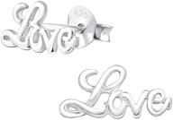 💕 sterling silver 925 love word studs earrings (model e17410): chic and elegant! logo