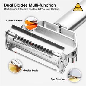 img 2 attached to Stainless Steel Julienne Potato Peeler for Fruits and Vegetables - Dual Blade Slicer for Carrots, Multifunctional Grater with Sharp Zesters