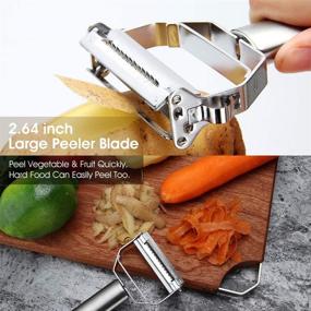 img 1 attached to Stainless Steel Julienne Potato Peeler for Fruits and Vegetables - Dual Blade Slicer for Carrots, Multifunctional Grater with Sharp Zesters