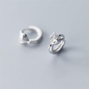 img 1 attached to 🦊 Cute Fox Small Hoop Earrings for Teen Girls - S925 Sterling Silver CZ Crystal Sleeper Hoops - Hypoallergenic Cartilage Jewelry - Dainty Gift for Daughter | 7mm