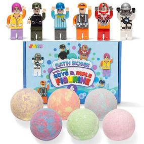 img 4 attached to 🛁 Bath Bomb Pack with Mini Boys & Girls Figurine - Set of 6