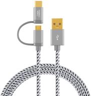 🔌 кабель cablecreation 2 в 1 usb c, 1,2м micro usb + usb c to usb a быстрая зарядка, косая проволока, совместим с samsung galaxy s20/s10/s9, note 10/9/8, google pixel 4xl, space gray aluminum. логотип