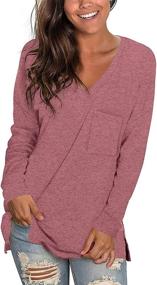 img 2 attached to 👚 Stylish CALOER Women's V-Neck Sweatshirts: Long Sleeve, Oversized & Pocketed Tunic Tops