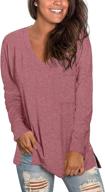 👚 stylish caloer women's v-neck sweatshirts: long sleeve, oversized & pocketed tunic tops logo