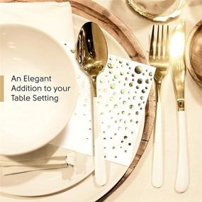 img 2 attached to 🎉 Enhance Your Event with Stylish Gold Napkins - 100-Pack of 3-Ply White and Gold Cocktail Napkins - Sparkle Up Your Party with 5x5 Inch Party Napkins - Exquisite Luxury Paper Holiday Napkins - Disposable Beverage Wedding Napkins