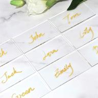 🎉 40pcs clear acrylic place cards for weddings, guest names and escort cards – rectangle acrylic tiles for dining seating chart place cards at birthday parties and events, with protective film logo